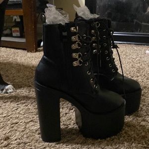 Black platform boots